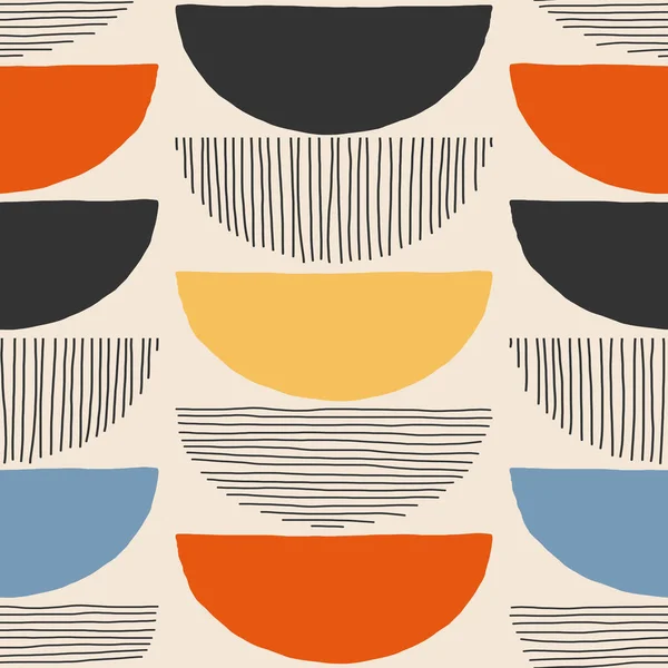 Trendy minimalistische naadloze patroon met abstracte creatieve hand getekend compositie — Stockvector