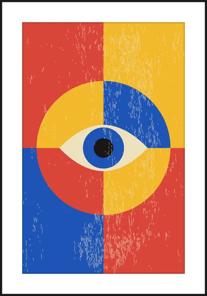 Minimalistyczny plakat o geometrycznym wzornictwie z ludzkim okiem, szablon wektorowy — Wektor stockowy