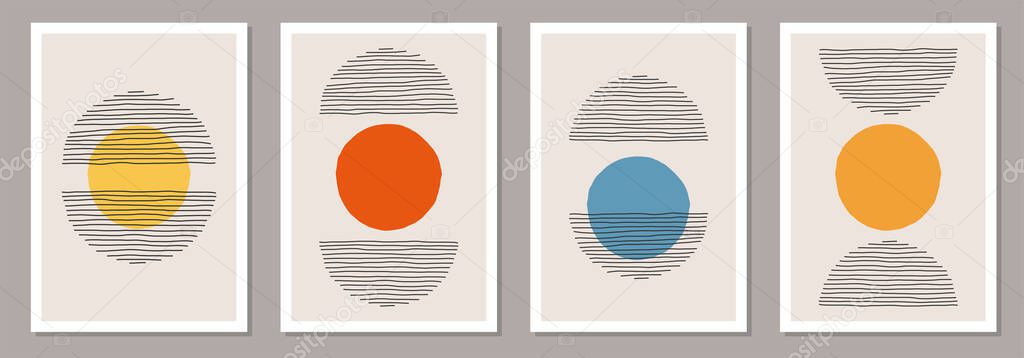 Set of minimal 20s geometric design posters, vector template