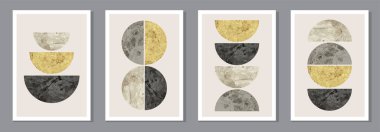 En az 20 'lik geometrik tasarım posteri seti, ilkel şekilli vektör şablonu