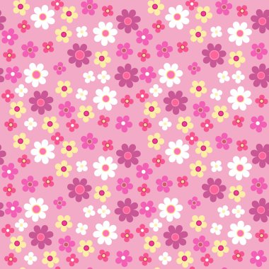 Dikişsiz retro çiçek desenli