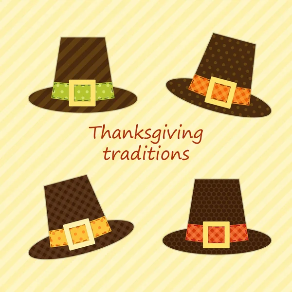 Cute Thanksgiving Pilgrim hats — Stock Vector