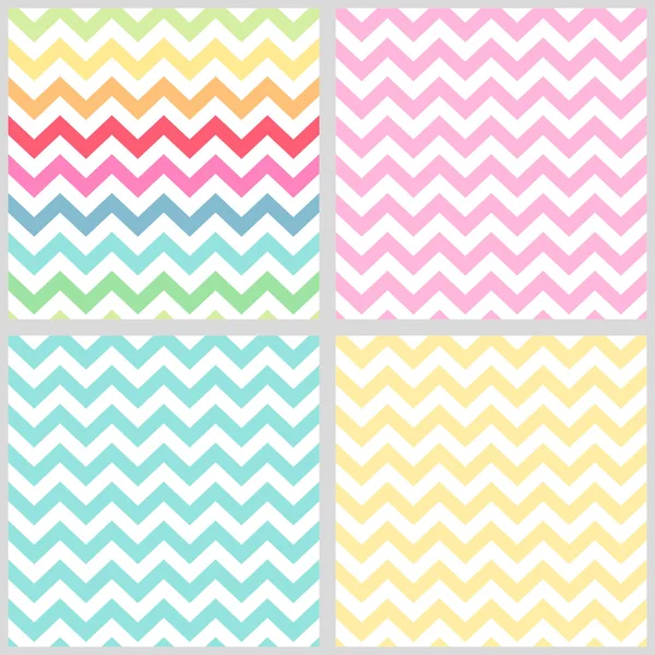 Set of four primitive retro seamless chevron patterns — Stock Vector