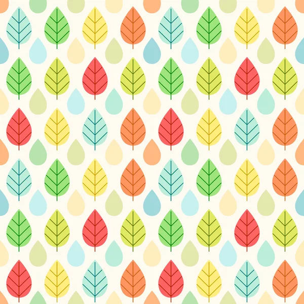 Arrière-plan avec feuilles d'arbre d'automne et gouttes de pluie — Image vectorielle