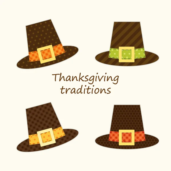 Cute Thanksgiving Pilgrim hats — Stock Vector