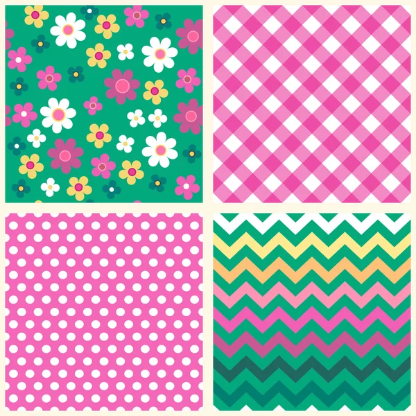 Set of four retro seamless patterns — Stock Vector