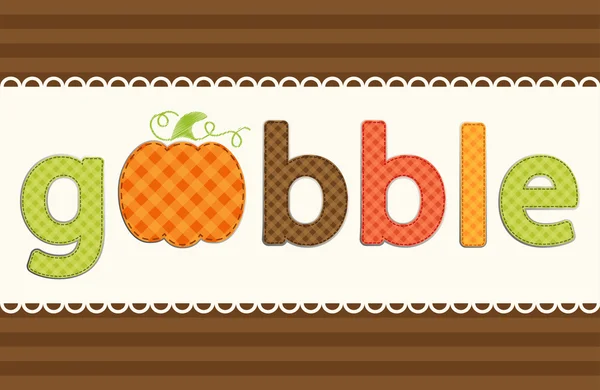 Gobble word as retro applique of gingham fabric — Stock Vector