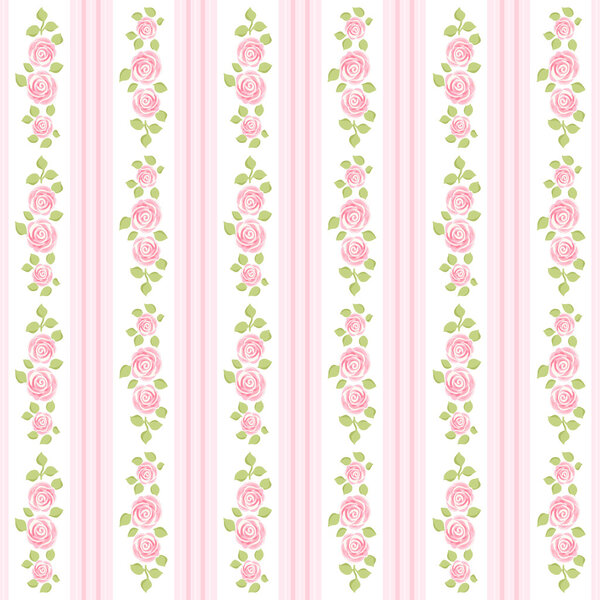 Retro wallpaper with roses on striped background