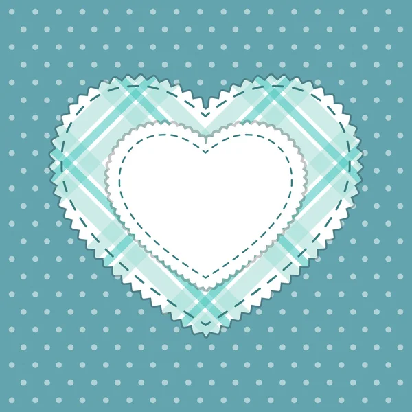Cute vintage frame in  fabric heart — Stock Vector