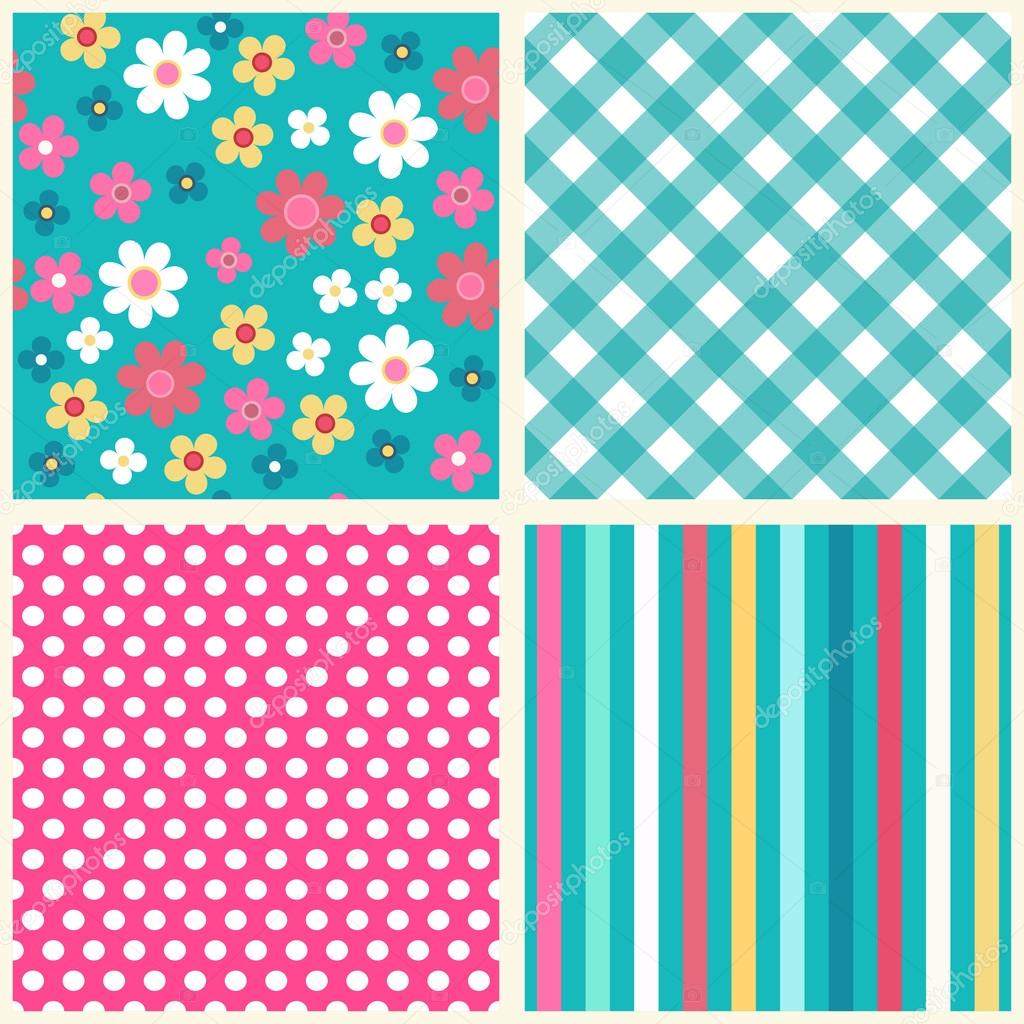 Set of four retro seamless patterns