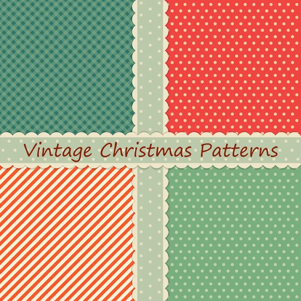 Uppsättning av fyra vintage primitiv Christmas mönster — Stock vektor