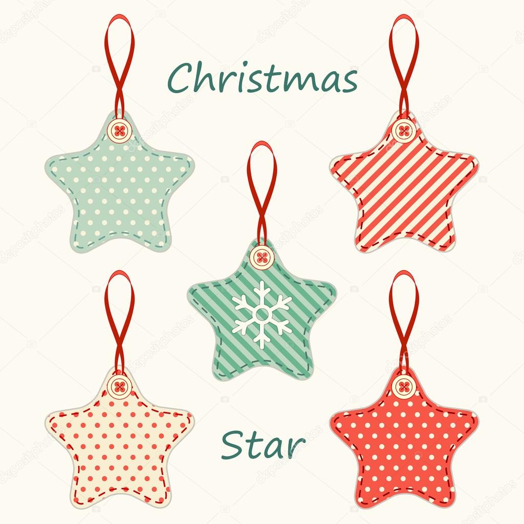 Cute fabric retro stars as Christmas decorations