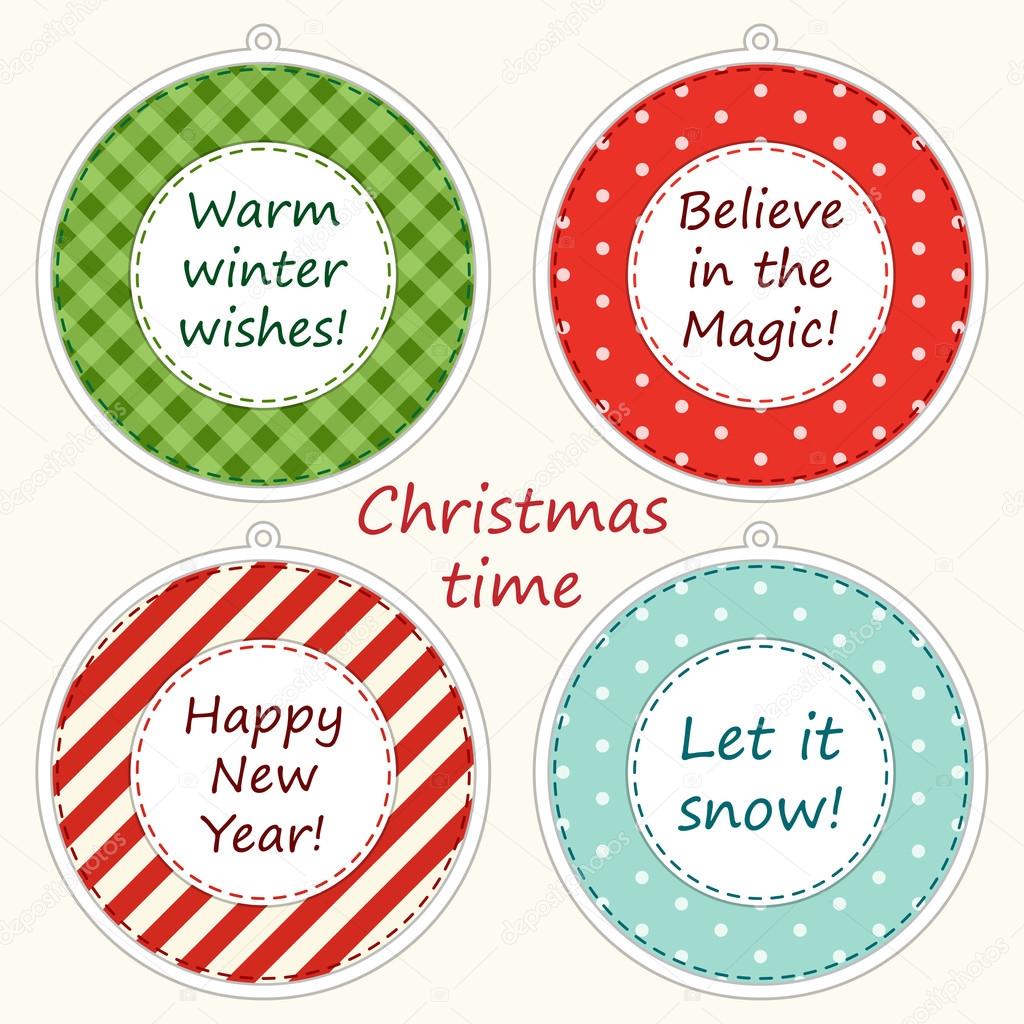 Christmas labels in shabby chic style as retro applique