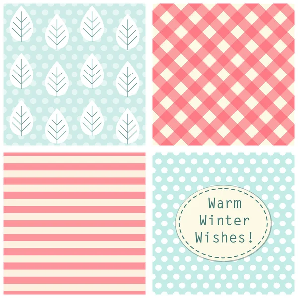 Retro seamless patterns with winter trees — Stock Vector