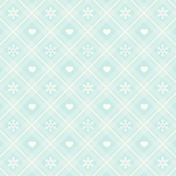 Motif avec flocons de neige et les cœurs — Image vectorielle