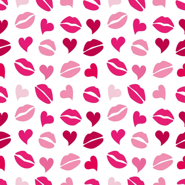 Patrón con labios y corazones — Vector de stock