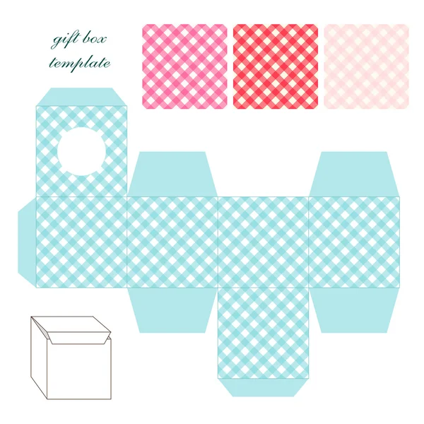 Modèle de boîte cadeau Square gingham — Image vectorielle
