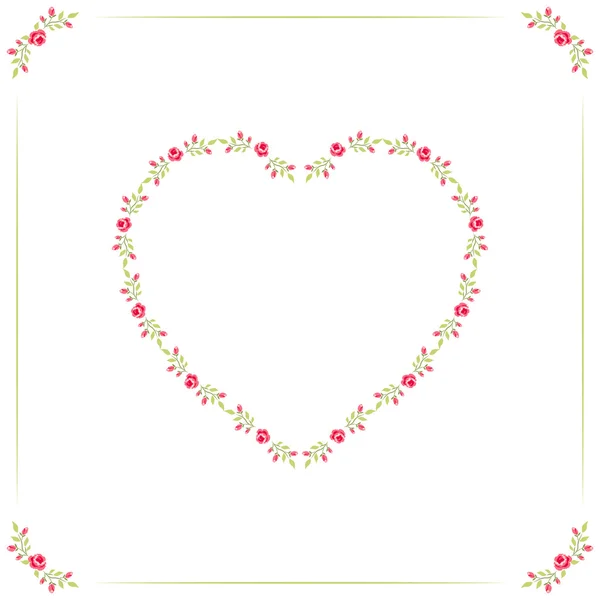 Heart shaped with roses — Stock Vector