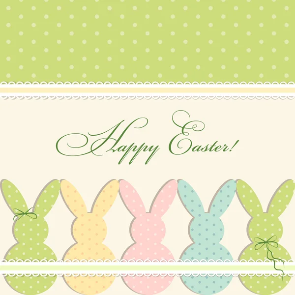 Happy Easter card with bunnies — Stock Vector