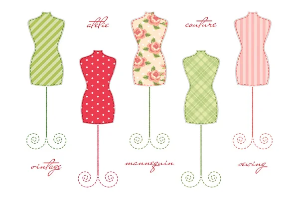 Set van vintage mannequins — Stockvector