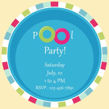 Havuz Partisi Davetiyesi havuzlu