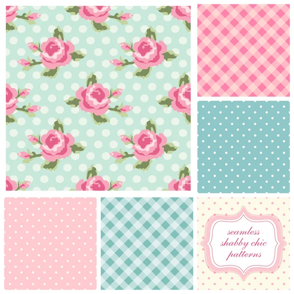 Shabby Chic patterns with roses — Stock Vector