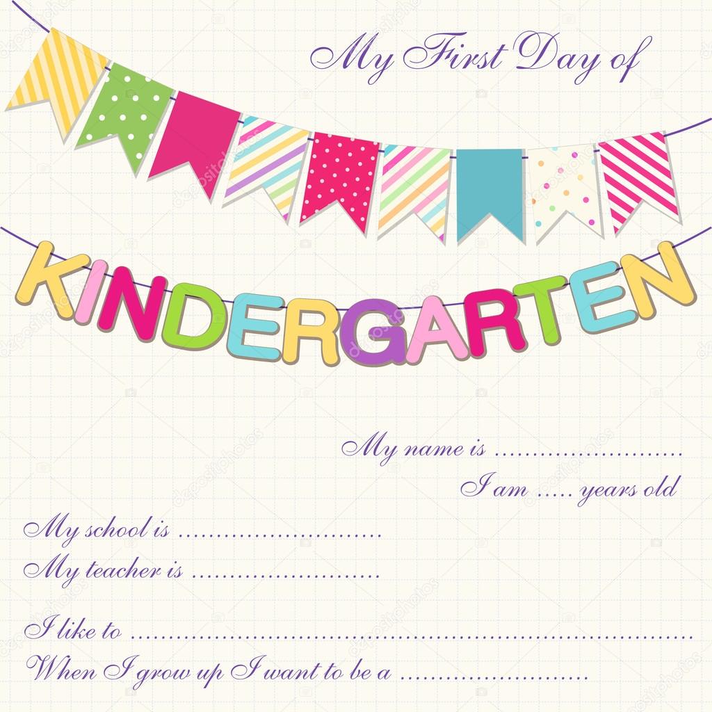 First Day of Kindergarten card — Stock Vector © IShkrabal 80142830