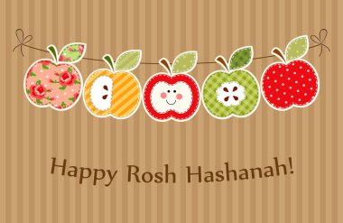 Rosh Hashanah sembolleri olarak elma garland