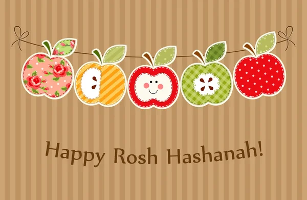 Apples garland as Rosh Hashanah symbols — Stock Vector