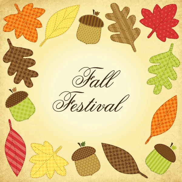 sonbahar yaprakları meşe palamutları çerçeveli