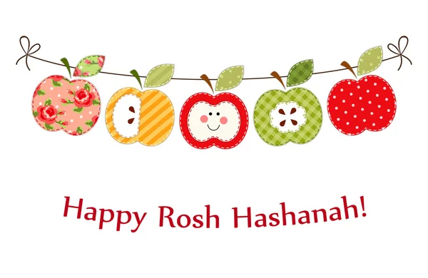 Äpplen garland som Rosh Hashanah symboler Stockillustration