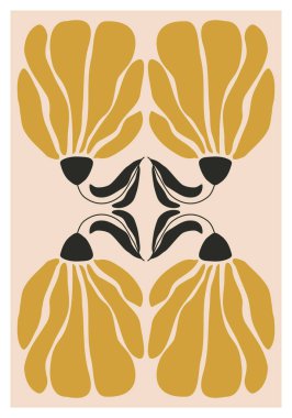 Modern kolaj tarzında soyut sanat botanik kompozisyonu olan minimalist poster, duvar sanatı dekorasyonu, kartpostal, kapak tasarımı için kullanılabilir