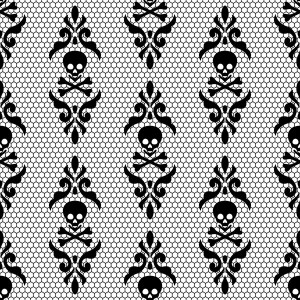 Seamless black skulls pattern — Stock Vector