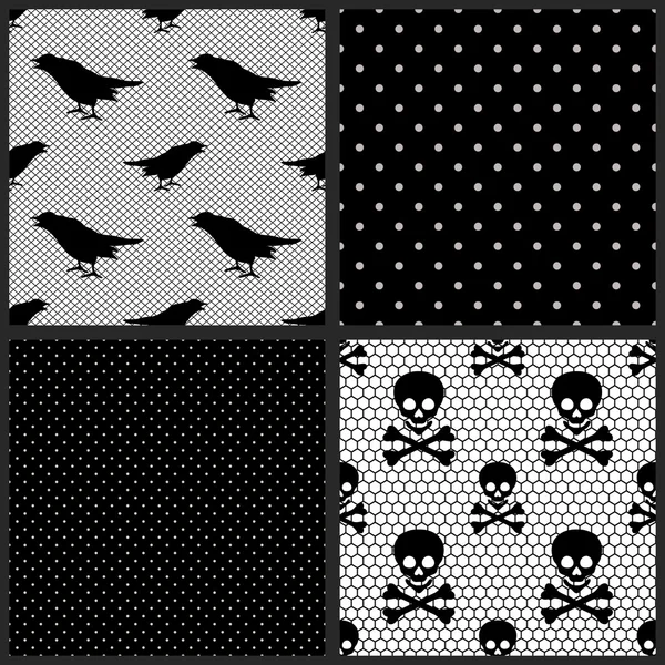 Black halloween patterns set — Stock Vector