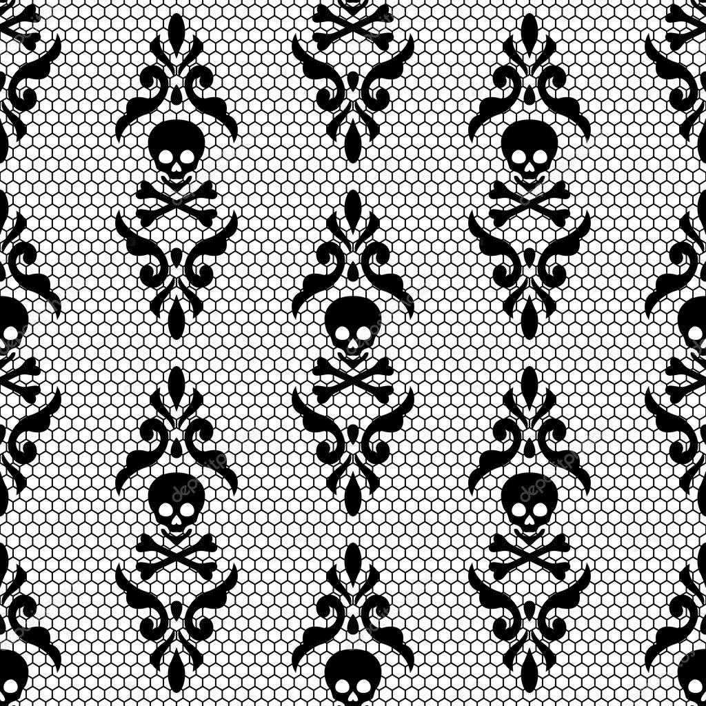 seamless black skulls pattern