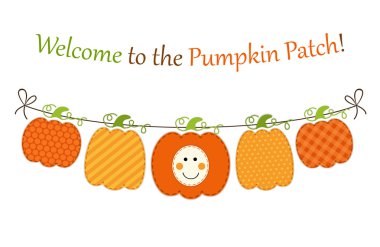 Cute garland with different pumpkins