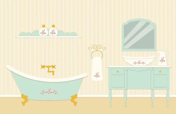 Cute vintage bathroom interior — 图库矢量图片