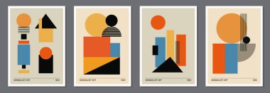 Minimum 20 'lik geometrik tasarım posteri, ilkel şekilli vektör şablonu, modern hipster tarzı.