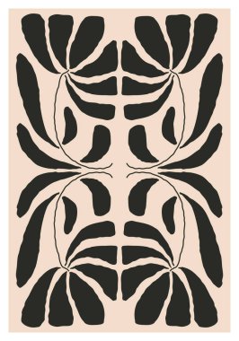 Modern kolaj tarzında soyut botanik kompozisyonu olan minimalist poster, duvar sanatı dekorasyonu, kartpostal, kapak tasarımı için kullanılabilir
