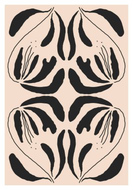 Modern kolaj tarzında soyut botanik kompozisyonu olan minimalist poster, duvar sanatı dekorasyonu, kartpostal, kapak tasarımı için kullanılabilir