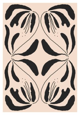 Modern kolaj tarzında soyut botanik kompozisyonu olan minimalist poster, duvar sanatı dekorasyonu, kartpostal, kapak tasarımı için kullanılabilir