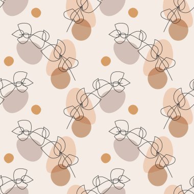 İç tasarım, duvar kâğıdı, minimal arkaplan, vektör illüstrasyonu için ideal nötr renklerde soyut el yazması kompozisyonu ile son derece minimalist, kusursuz botanik desen