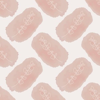 İç tasarım, duvar kâğıdı, minimal arkaplan, vektör illüstrasyonu için ideal nötr renklerle çizilmiş soyut yaratıcı çizgili el yazısıyla modaya uygun minimalist kusursuz botanik desen.