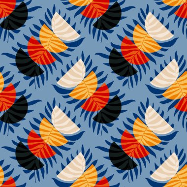 Modern kolaj tarzında soyut yaprak bileşimine sahip minimalist pürüzsüz desen, duvar sanatı dekorasyonu ve iç tasarım için kullanılabilir.