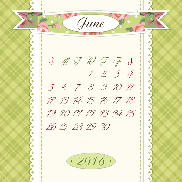 Calendrier Juin page — Image vectorielle