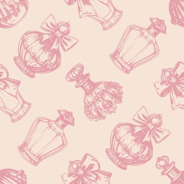 Kusursuz Rokoko Parfüm Şişe Şablonu Vintage İşleme Tarzı. Vektör illüstrasyonu