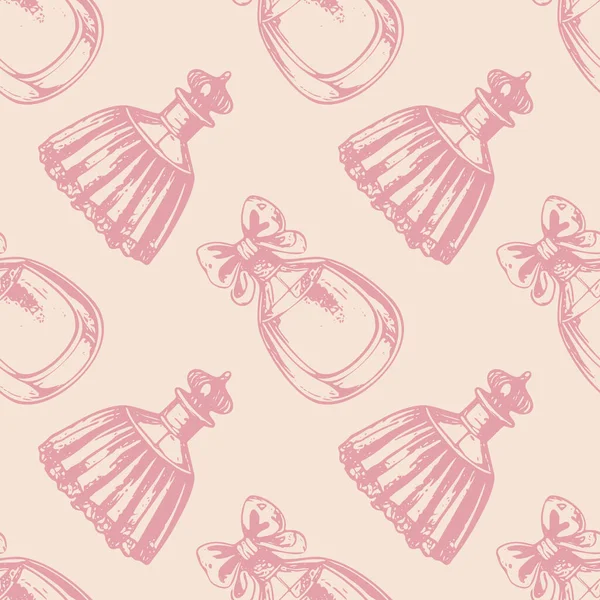 Kusursuz Rokoko Parfüm Şişe Şablonu Vintage İşleme Tarzı. Vektör illüstrasyonu