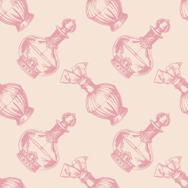 Kusursuz Rokoko Parfüm Şişe Şablonu Vintage İşleme Tarzı. Vektör illüstrasyonu