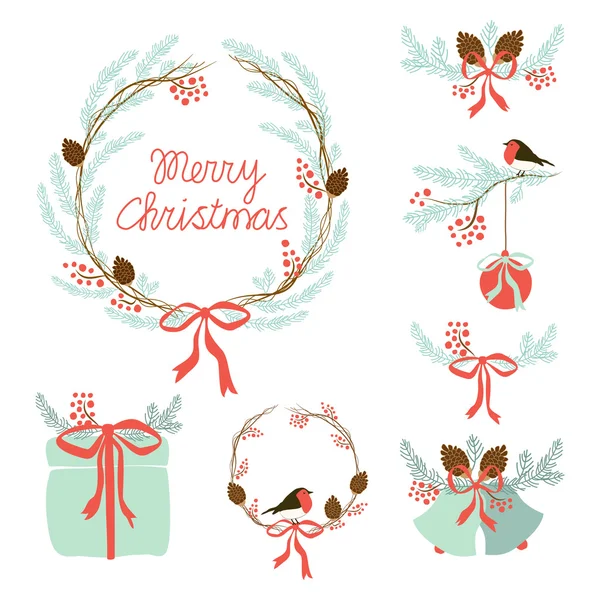 Christmas symbols as festive wreath — Stock Vector