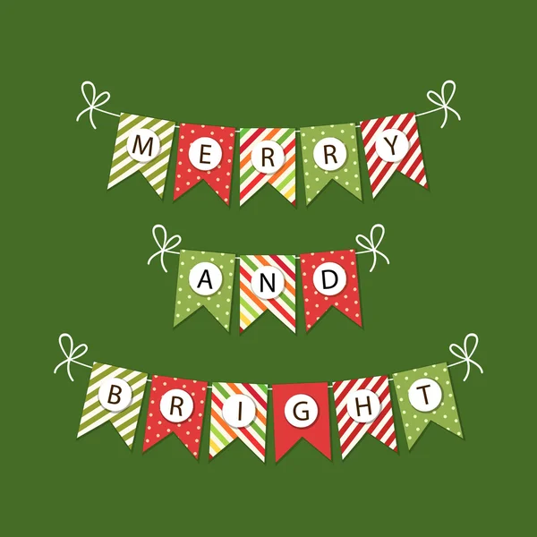 Festive Christmas bunting flags — Stock Vector